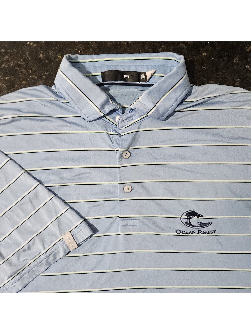 RLX Ocean Forest Sea Island Stretch Performance Striped Golf Polo Classic Large